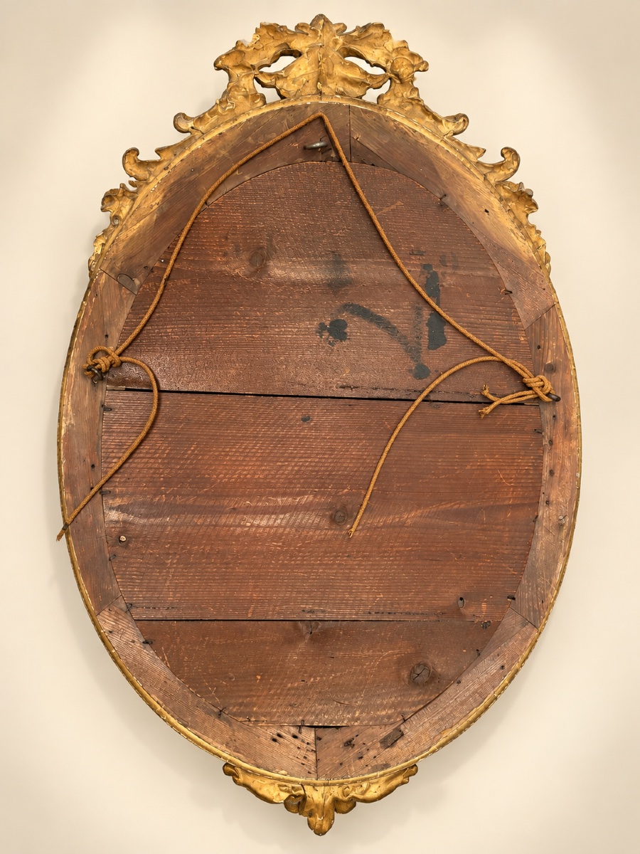 Napoleon III-era Oval Mirror With Gold Leaf-photo-4
