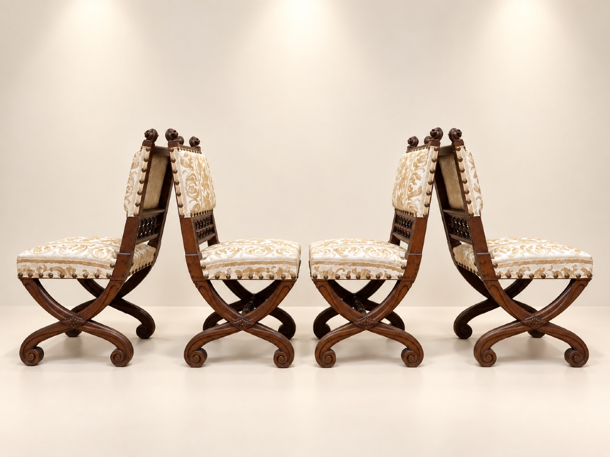 Suite de 4 chaises style NéoRenaissance - Haute époque -photo-3