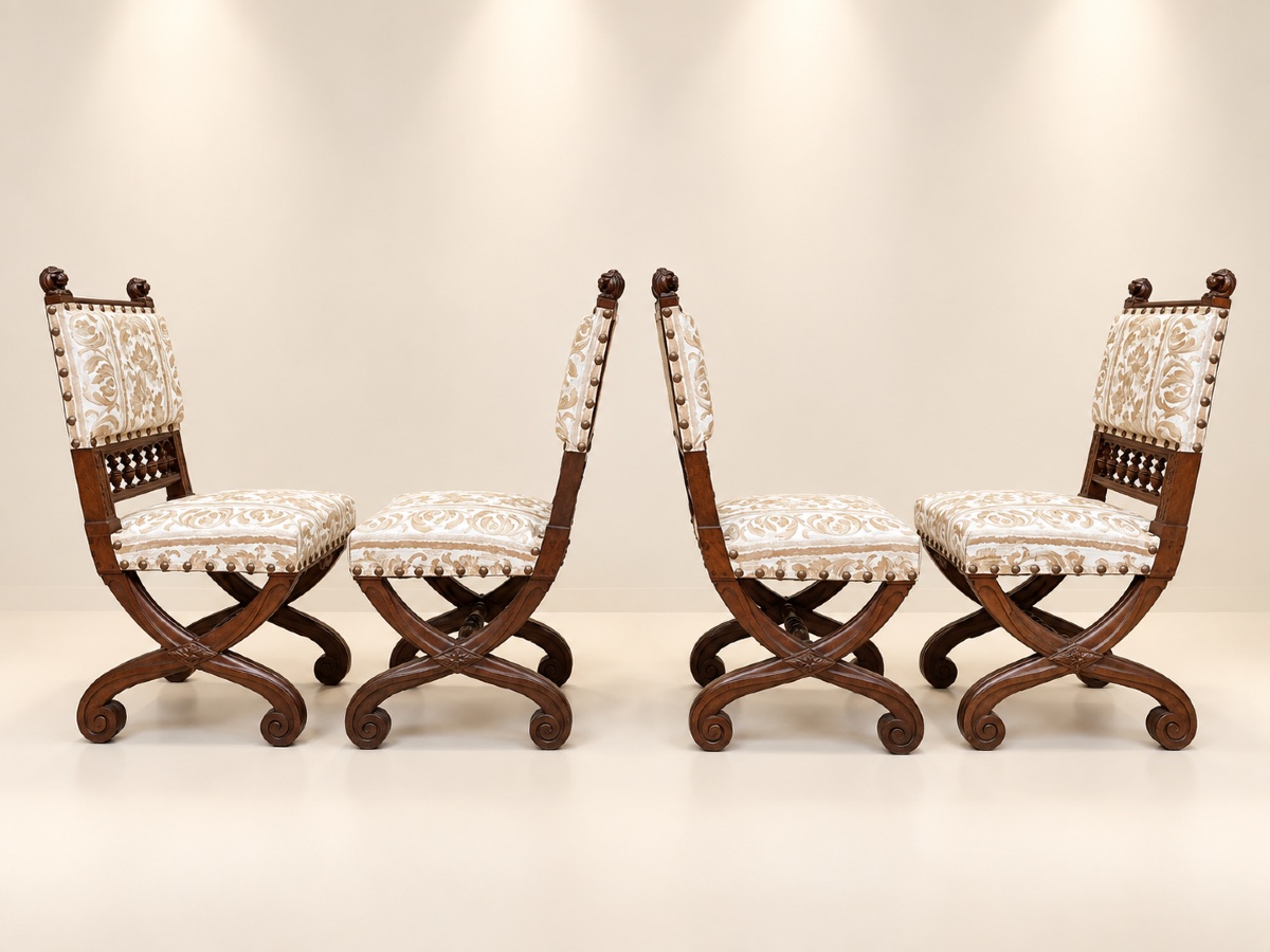Suite de 4 chaises style NéoRenaissance - Haute époque -photo-4