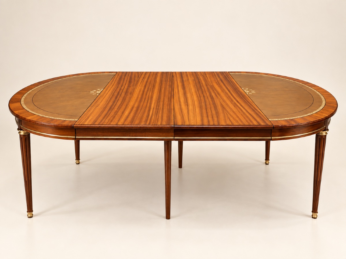 Louis XVI-style Round Dining Table With Two Extension Leaves-photo-3