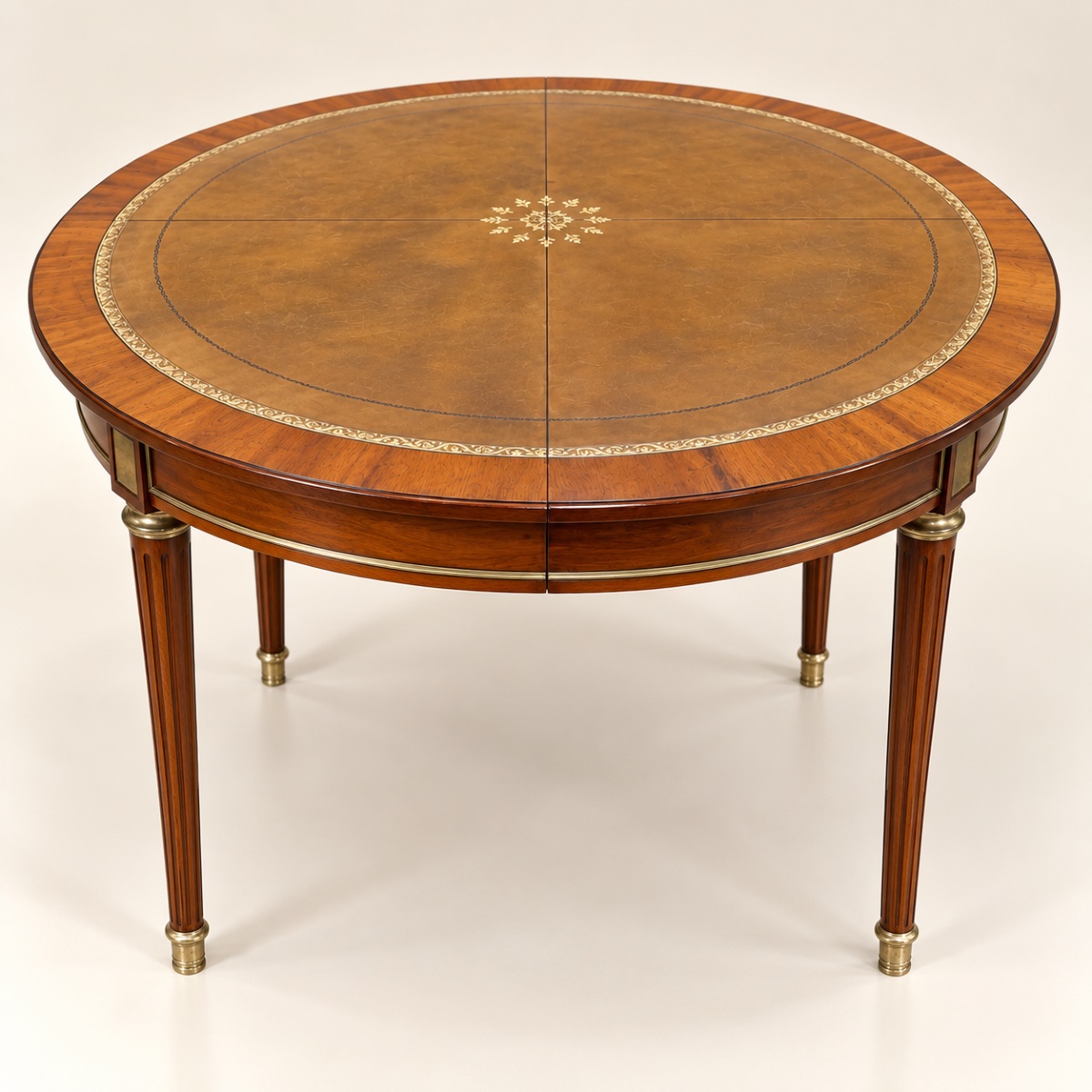 Louis XVI-style Round Dining Table With Two Extension Leaves