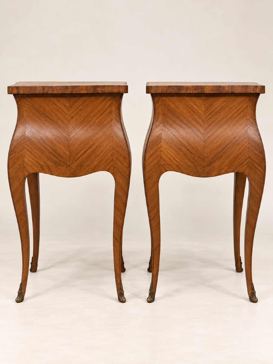 Pair Of Louis XV-style Veneered Nightstands-photo-4