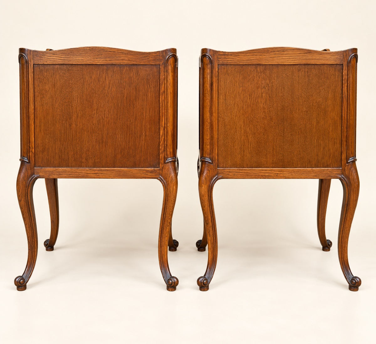 Pair Of Louis XV-style Nightstands In Oak And Marble -photo-3