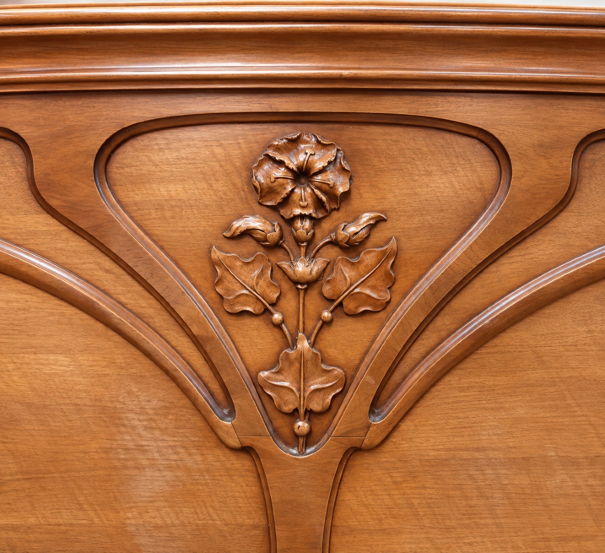Lit d'époque Art Nouveau en acajou et placage d'acajou -photo-3