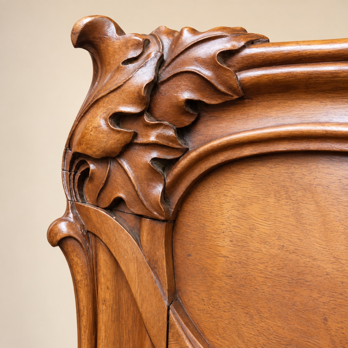 Lit d'époque Art Nouveau en acajou et placage d'acajou -photo-4