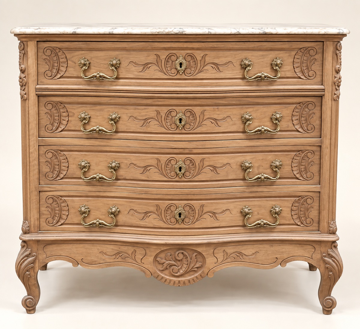Louis XV-style Rocaille Chest Of Drawers In Carved Walnut