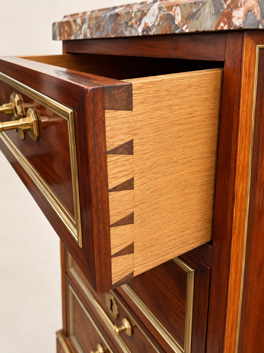 Chiffonnier de style Louis XVI en acajou -photo-3