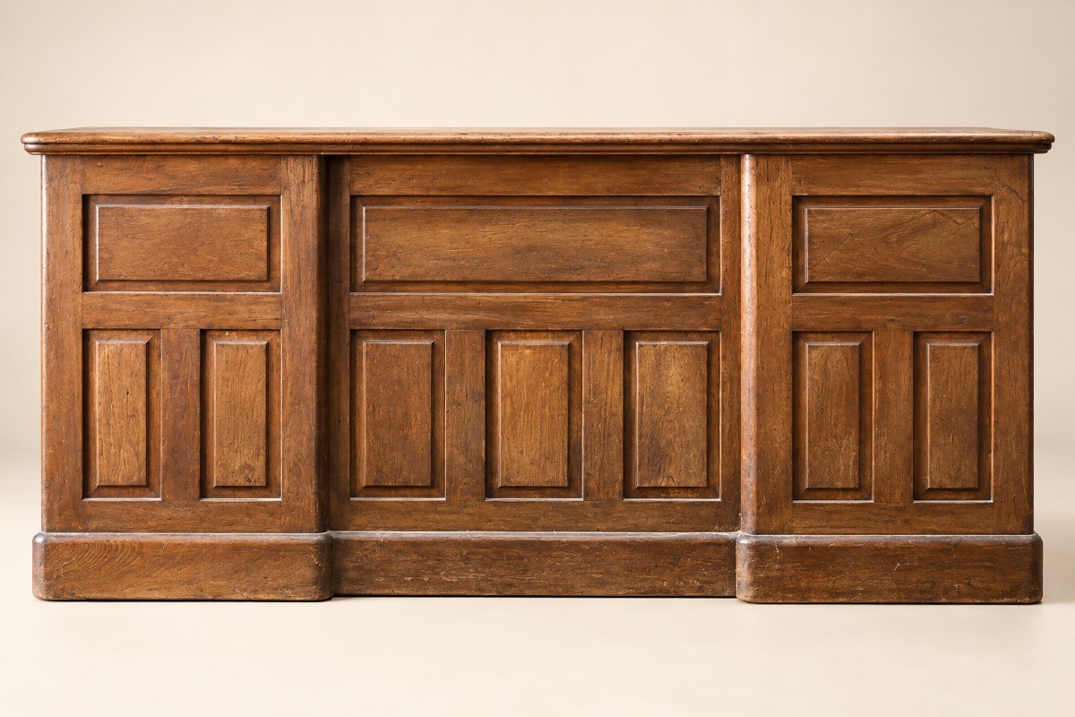 Walnut-wood Cabinet-style Ministerial Desk -photo-2