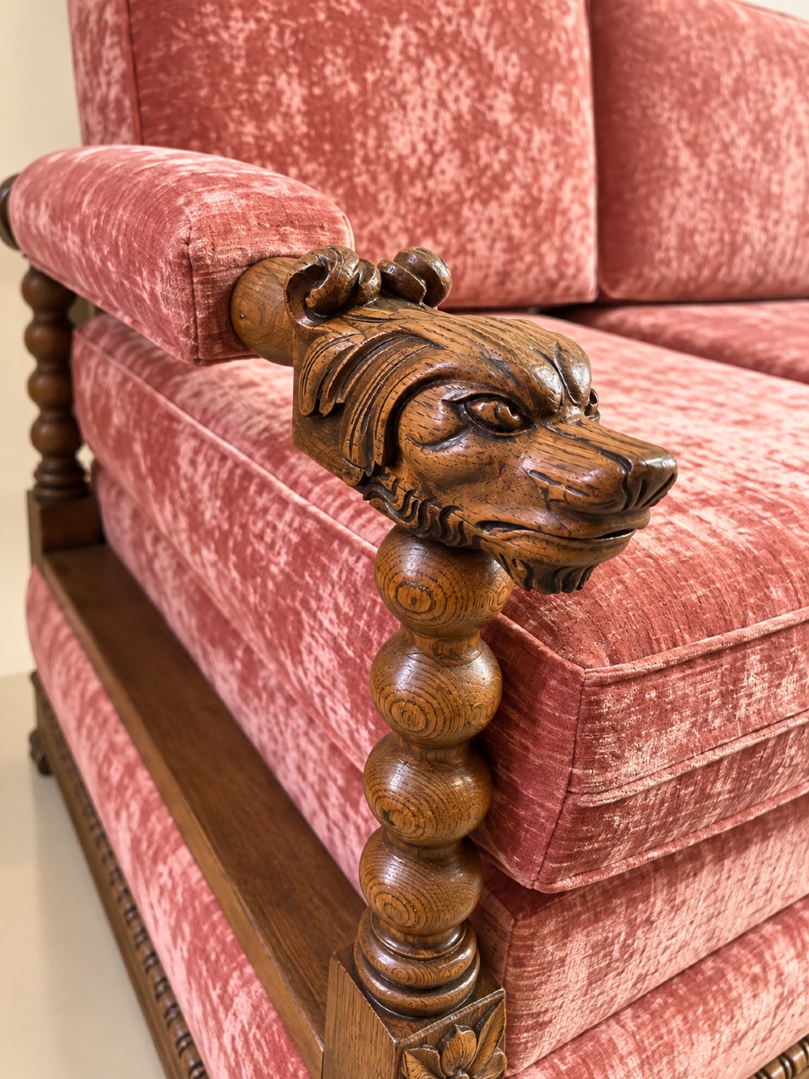Canapé - Coffre de style Henri II / NéoRenaissance.-photo-4