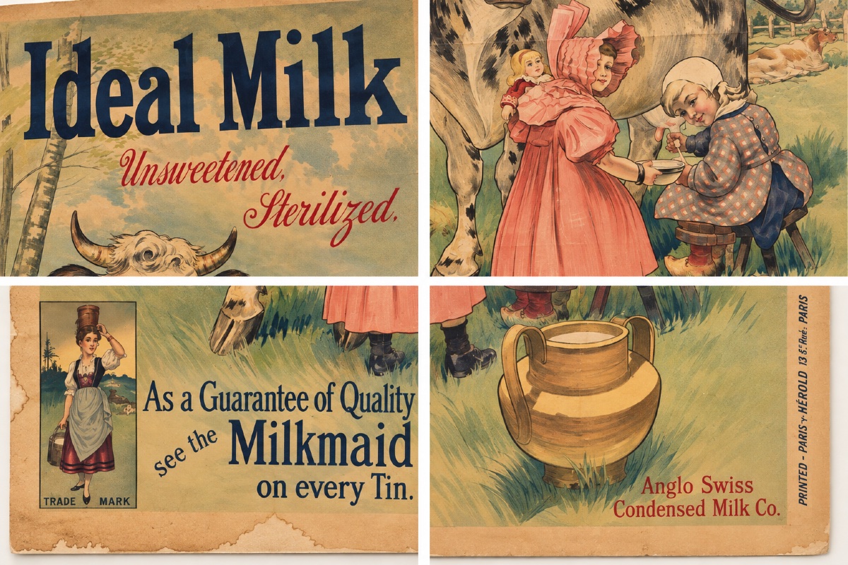 Affiche publicitaire lithographique « Ideal Milk »-photo-4
