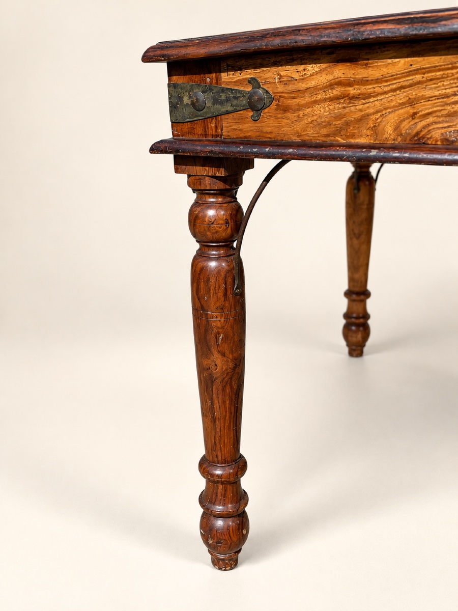 Louis Philippe-style Farmhouse Table With A Parquet-patterned Top-photo-3