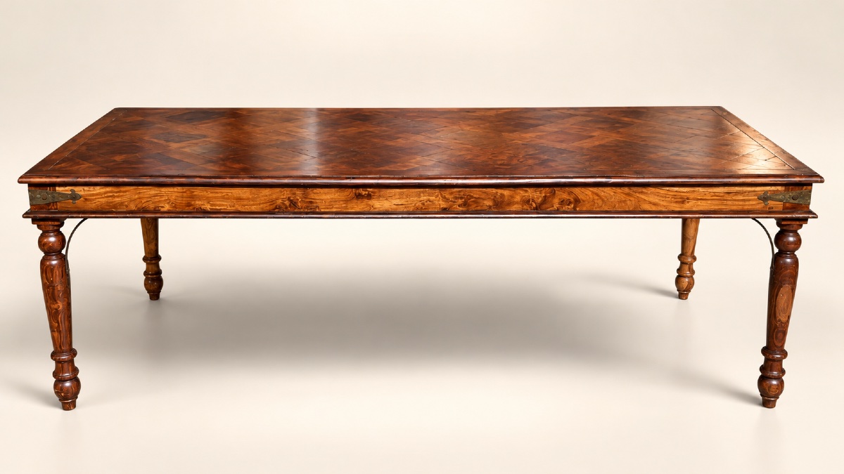 Louis Philippe-style Farmhouse Table With A Parquet-patterned Top