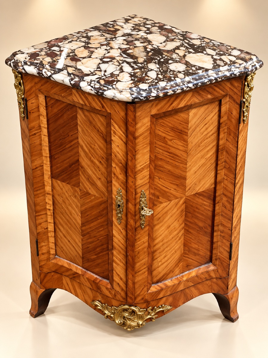 Encoignure d'époque Louis XV en marqueterie -photo-3