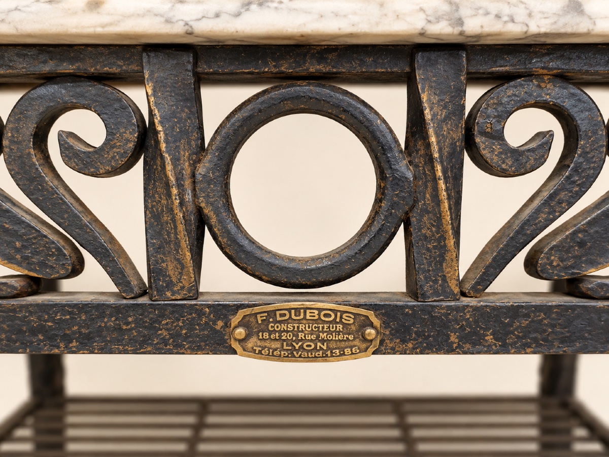 Console Art Déco en fer forgé signée "F.DUBOIS"-photo-4