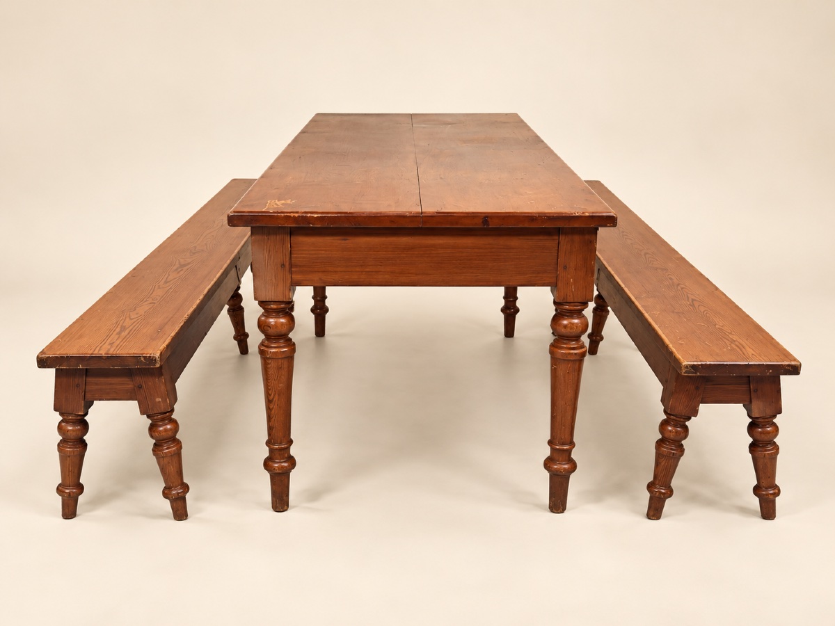 Louis Philippe-style Farmhouse Table With Two Benches-photo-4