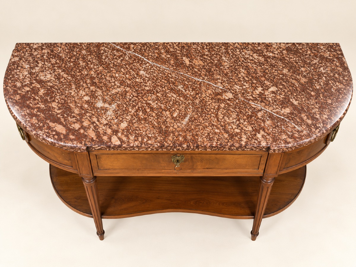 Louis XVI-style Half-moon Console Table In Walnut -photo-3