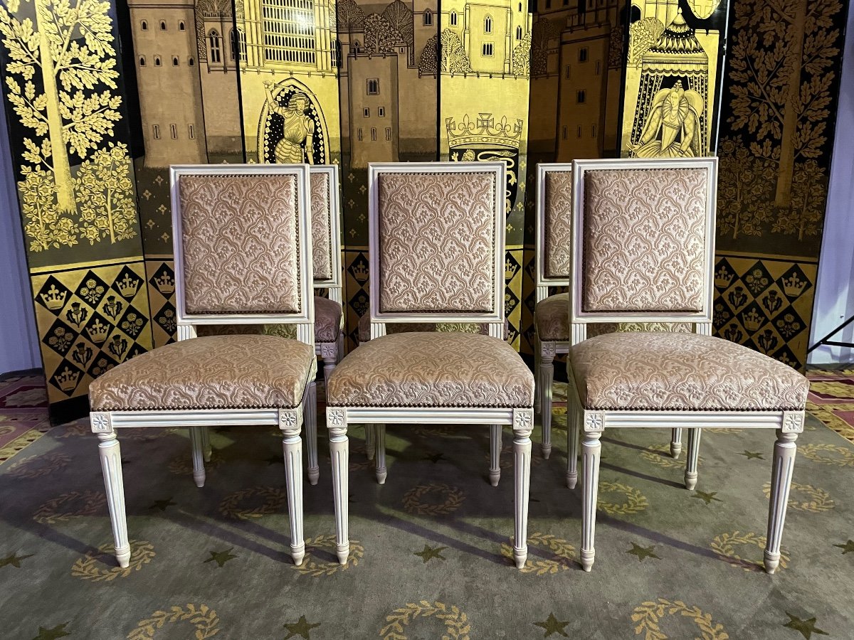 Suite De 6 Chaises De Style Louis XVI 