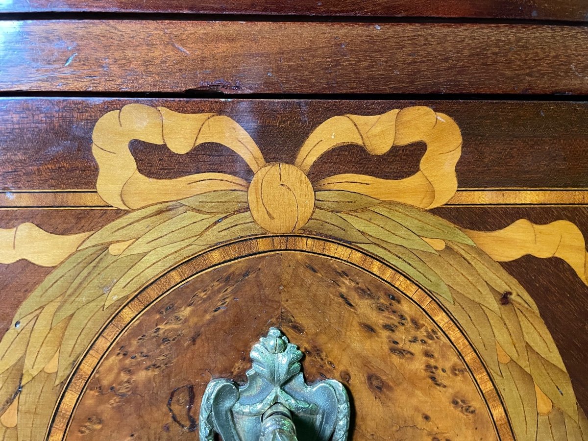 Commode De Style Louis XVI En Marqueterie -photo-2