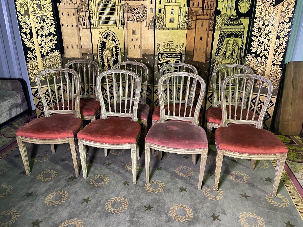 8 Chaises De Style Louis XVI à barrettes 