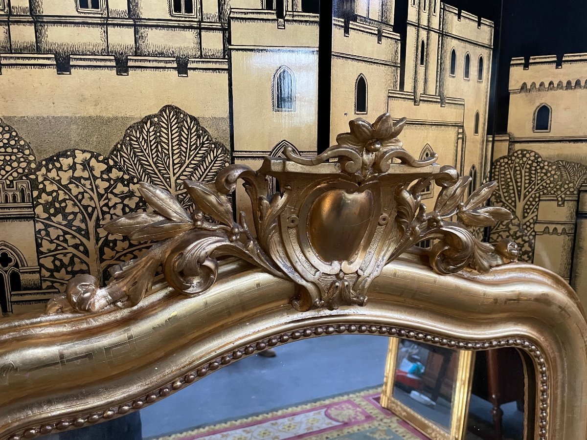 Louis Philippe Mirror With Pediment - Napoleon III Gold Leaf -photo-2
