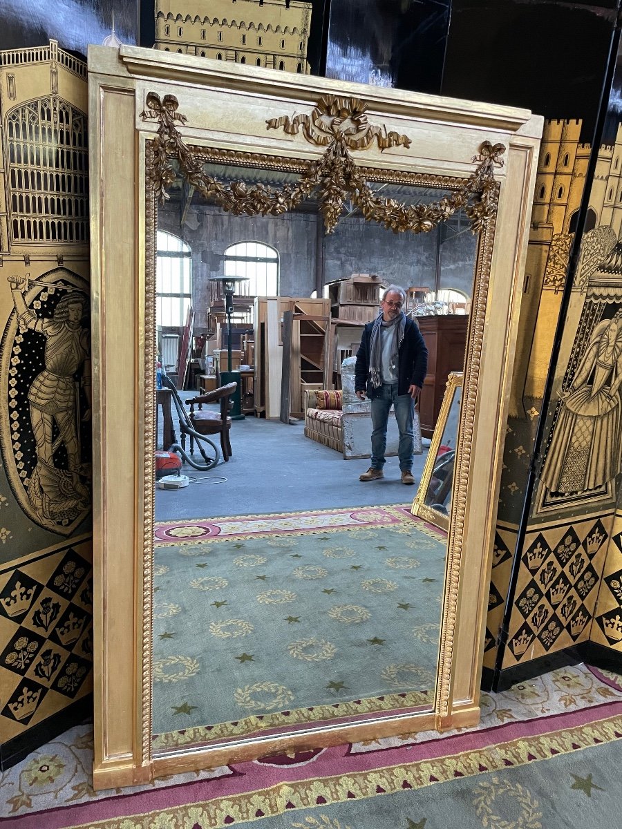 Miroir Trumeau style Louis XVI à la feuille