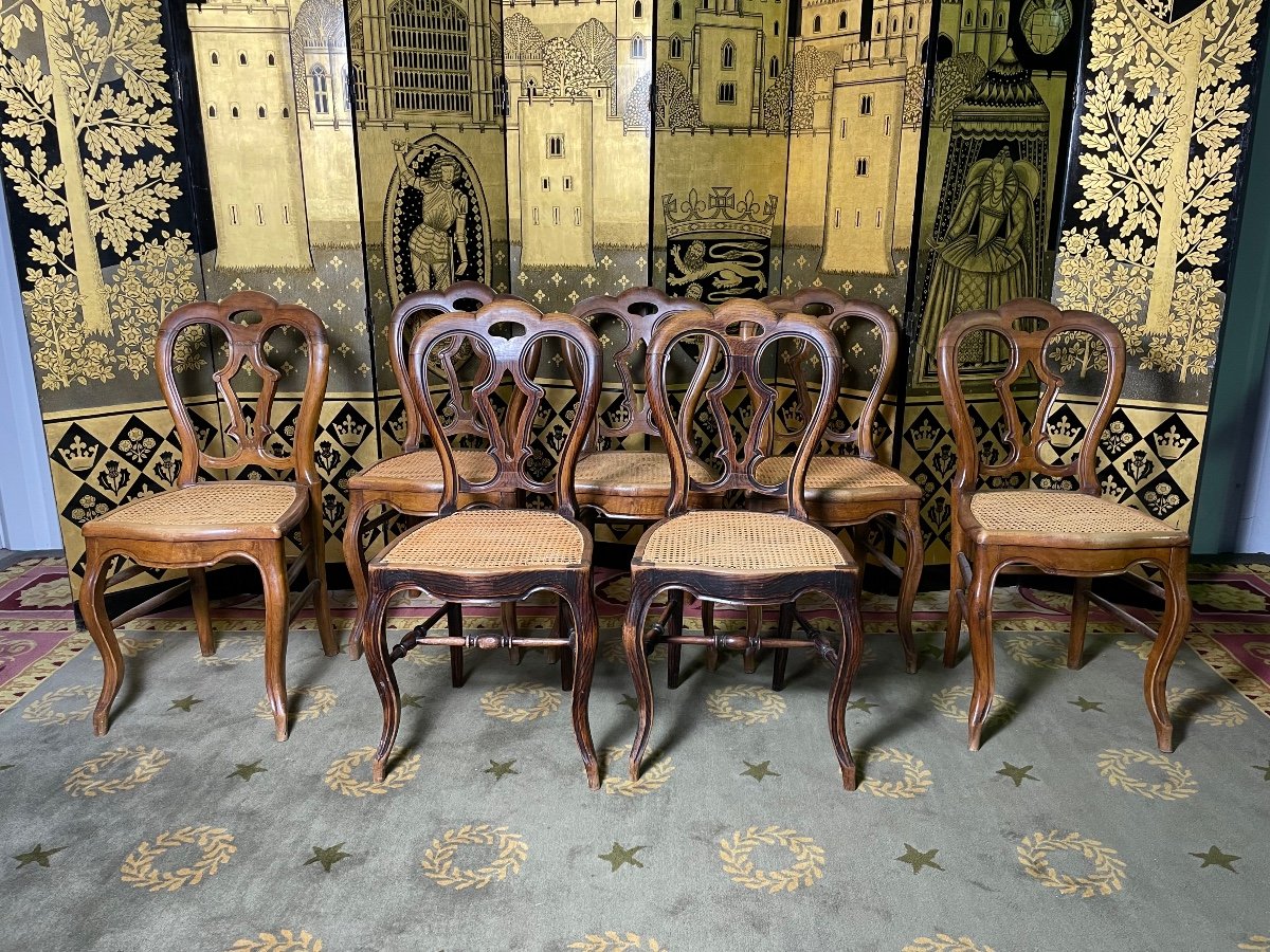 7 Louis Philippe Cane Chairs