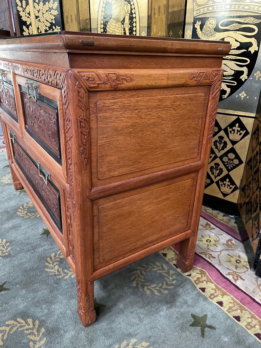 Indochinese Chest Of Drawers With Carved Panels-photo-3