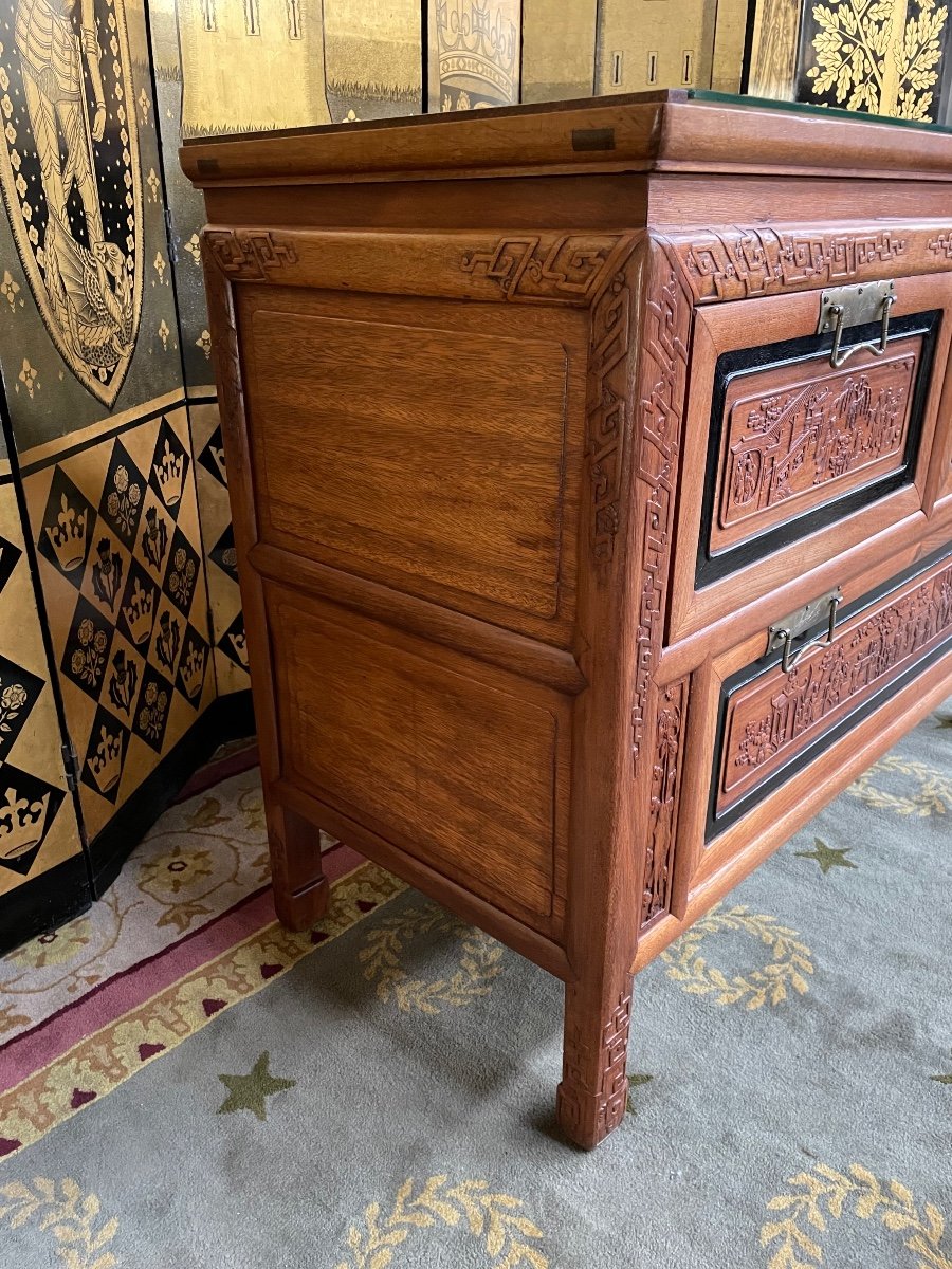 Indochinese Chest Of Drawers With Carved Panels-photo-4