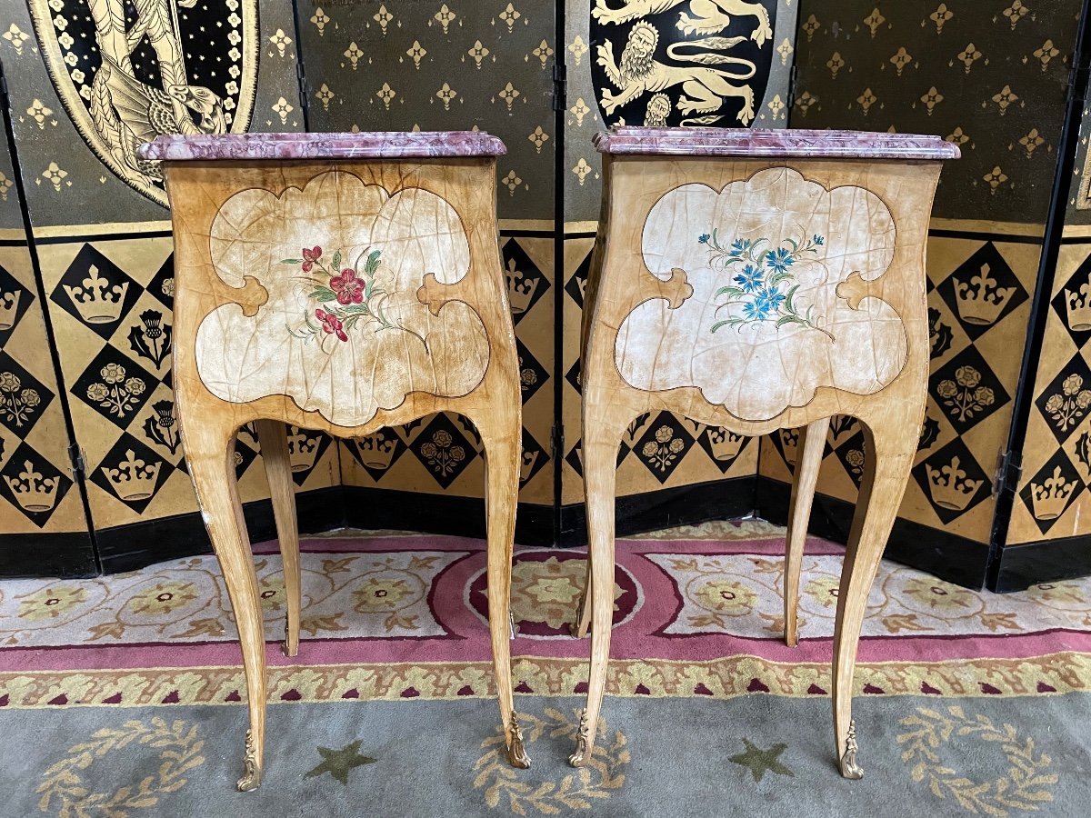 Pair Of Louis XV Orientalist Lacquered Bedside Tables-photo-6