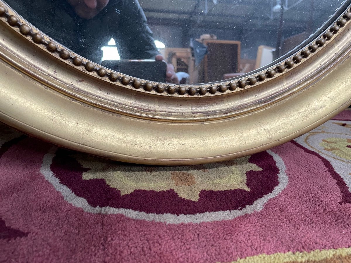 Louis XVI Oval Mirror With Gold Leaf-photo-2