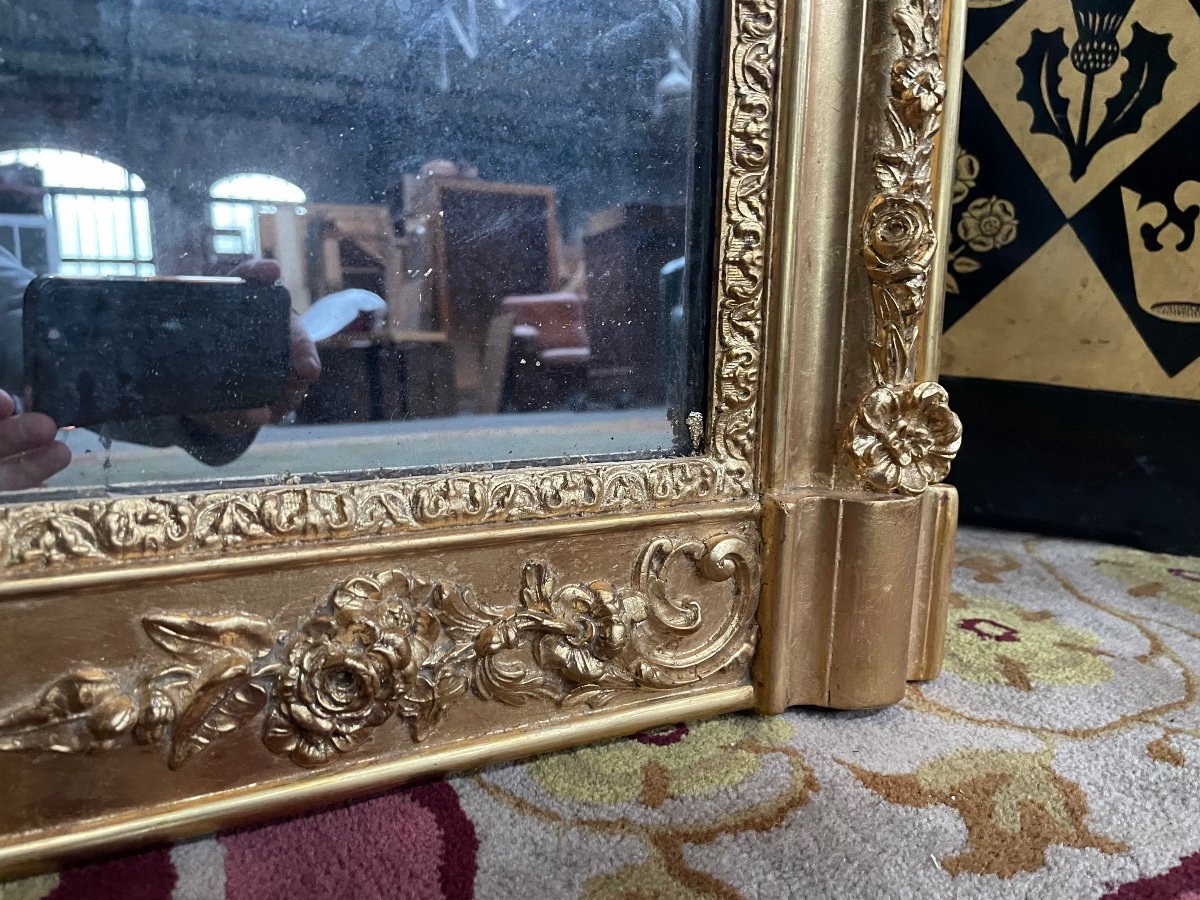 Napoleon III Trumeau Mirror Gilded With Gold Leaf-photo-4