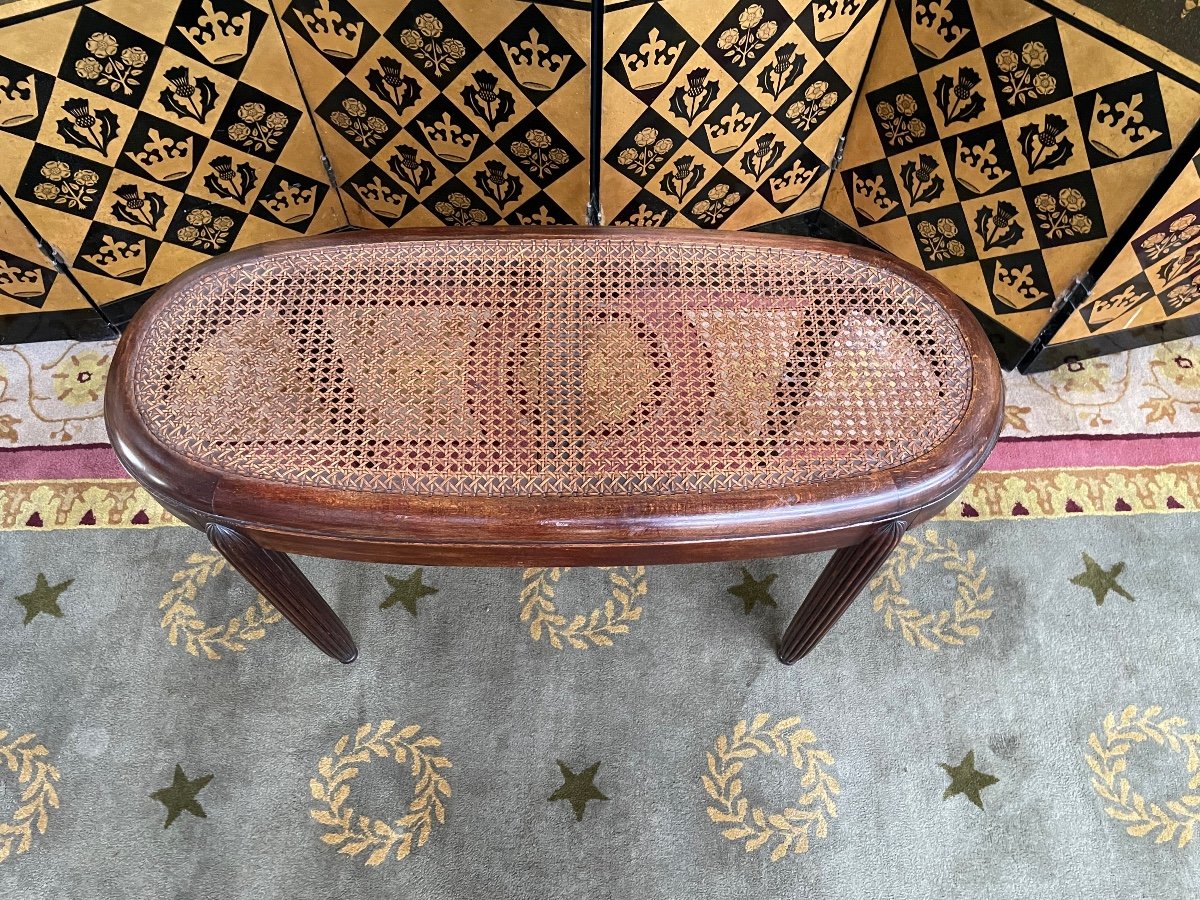 Art Deco Piano Bench In Caning-photo-2