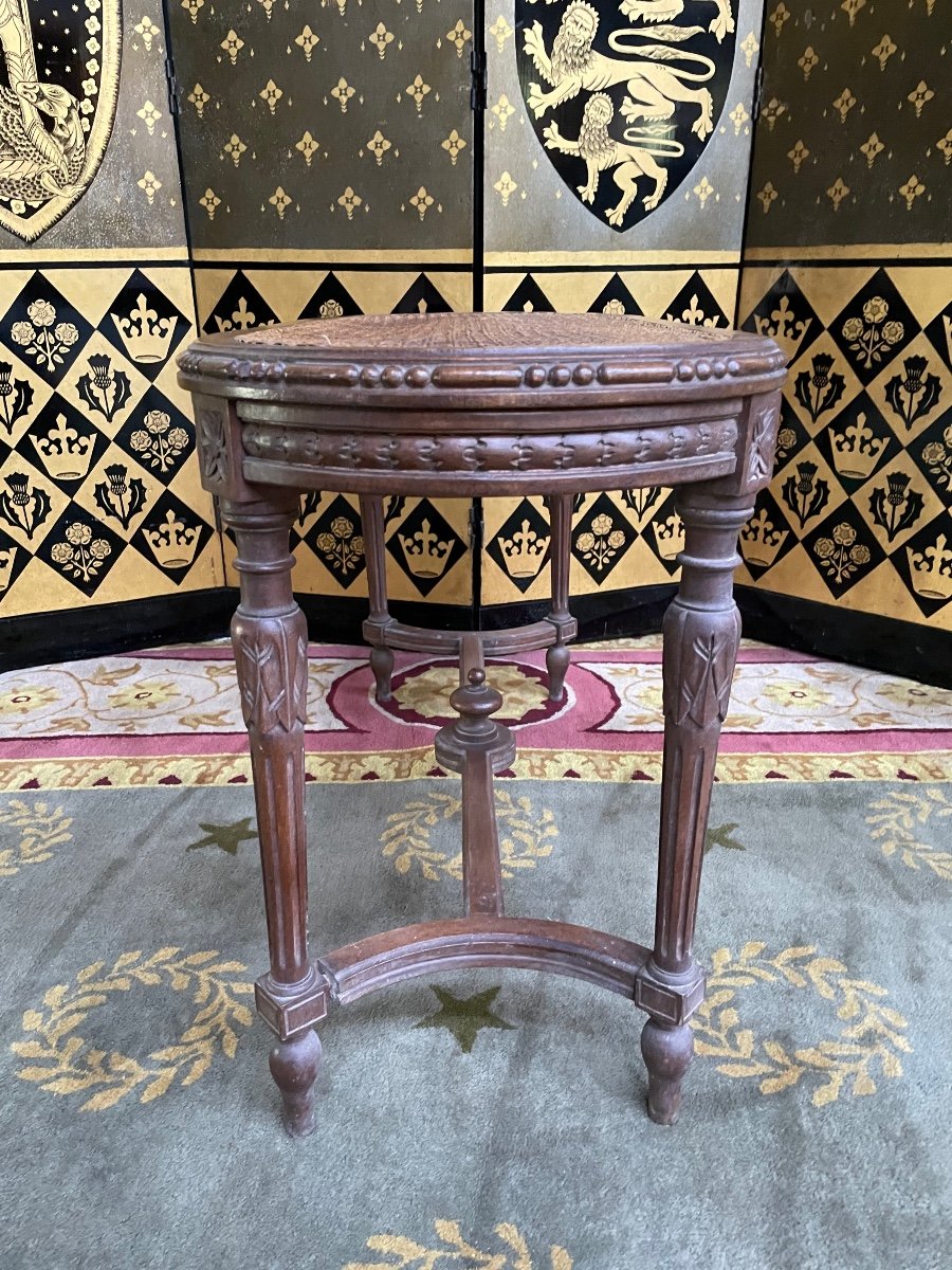 Banquette de piano de style Louis XVI en cannage -photo-4