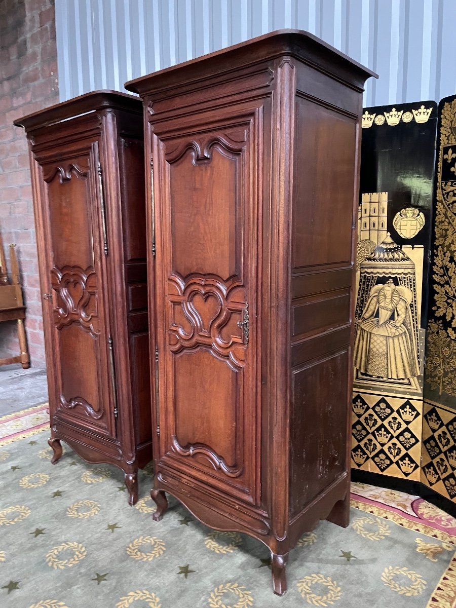 Pair Of Bonnetières In Solid Oak Louis XV 19th-photo-4