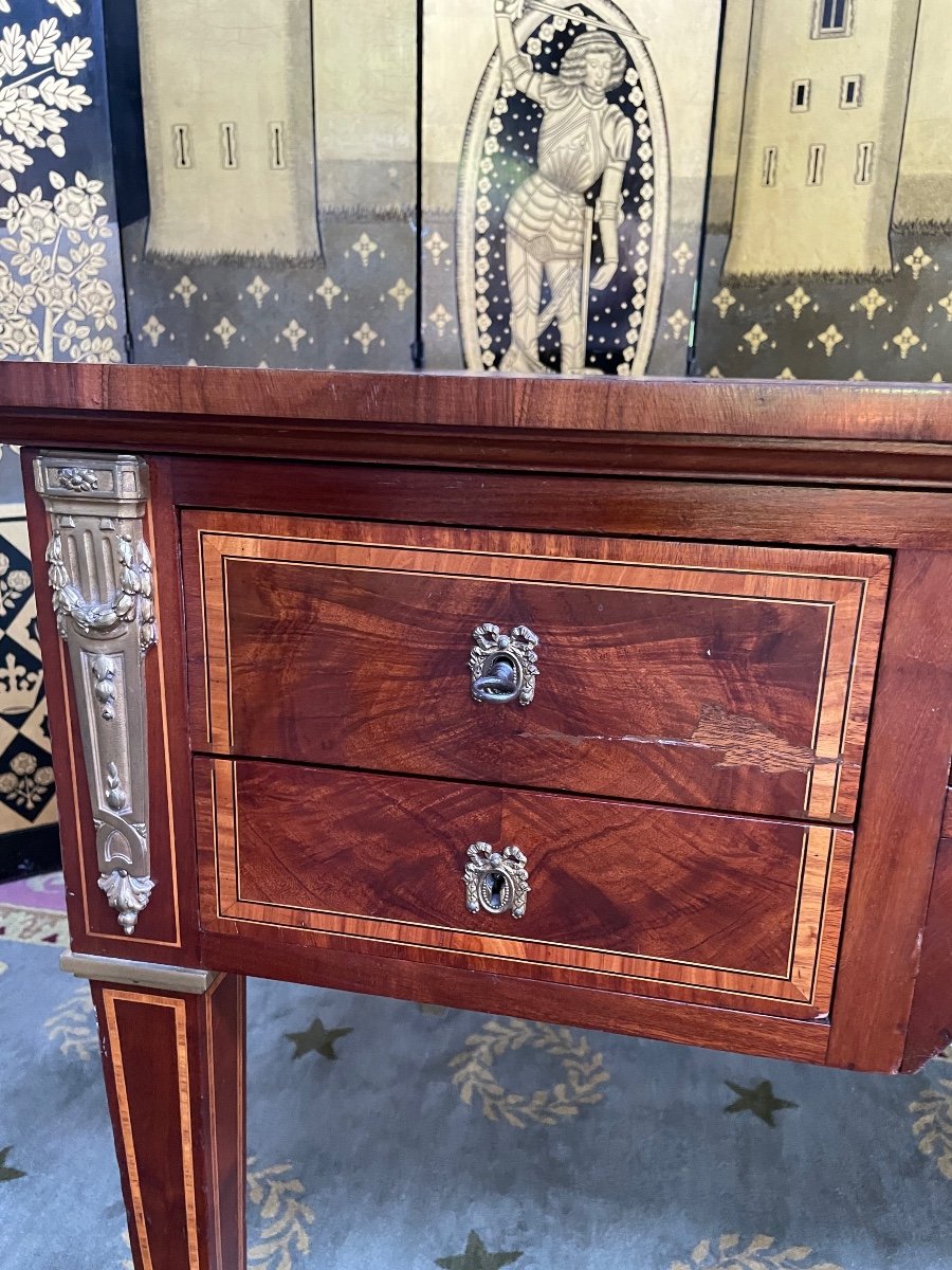 Louis XVI Style Flat Desk In Marquetry-photo-1