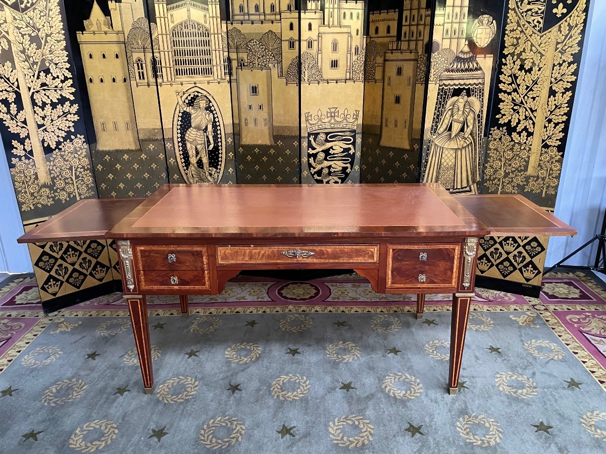 Louis XVI Style Flat Desk In Marquetry-photo-4