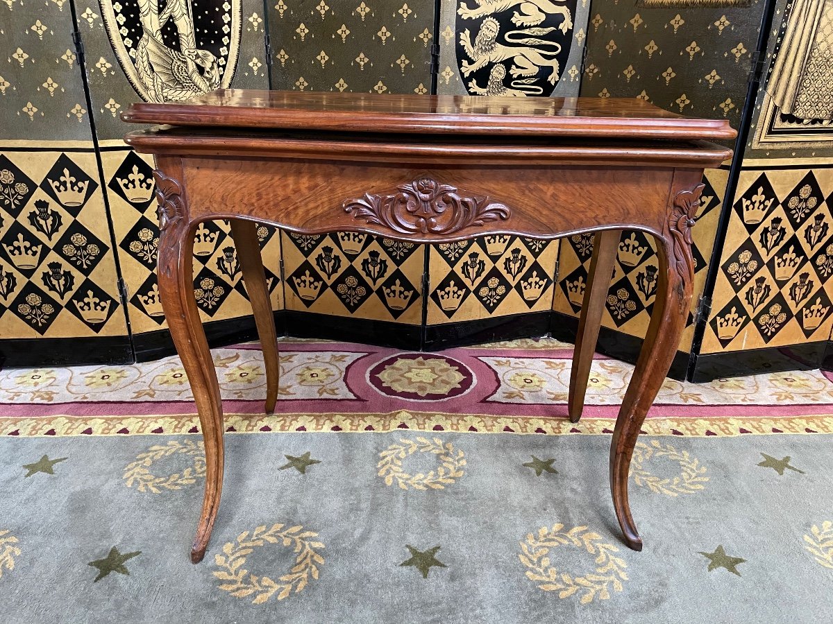 Table à Jeux Louis XV en noyer 