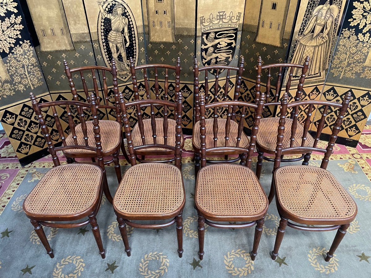 Suite De 8 Chaises De Bistrot Fischel Pas Thonet -photo-2