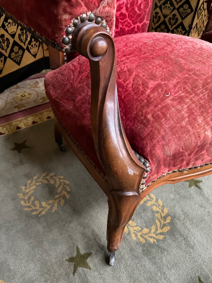 Pair Of Louis Philippe Period Armchairs With Rack And Pinion-photo-3