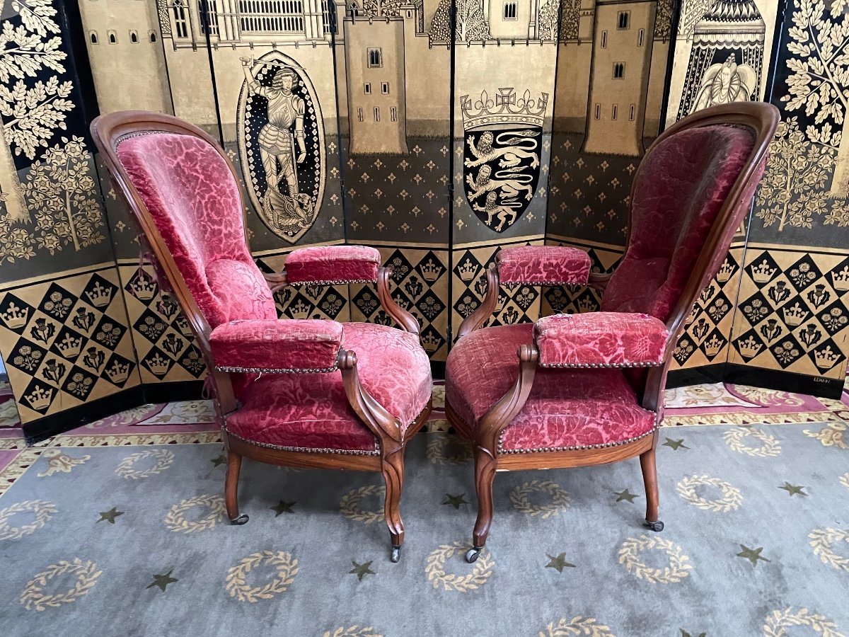 Pair Of Louis Philippe Period Armchairs With Rack And Pinion-photo-4