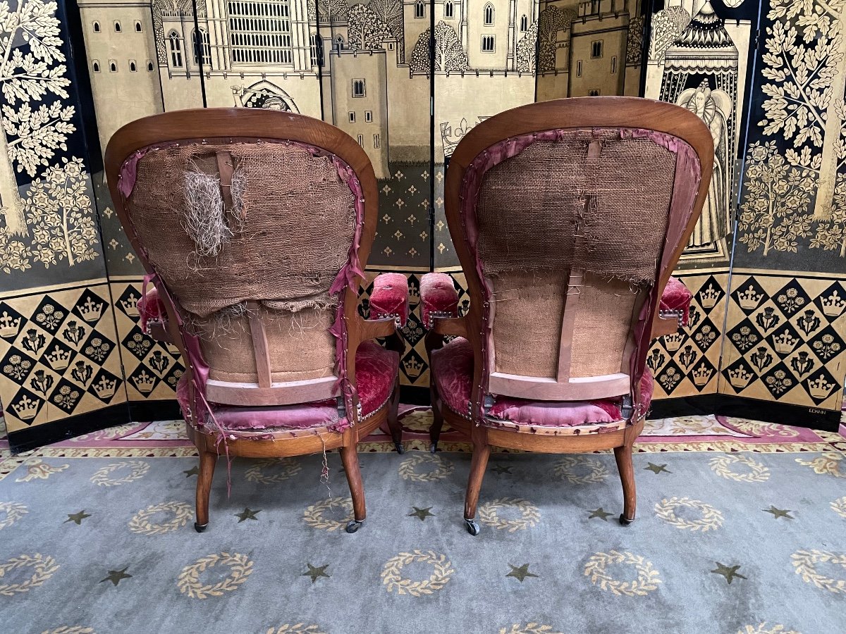Pair Of Louis Philippe Period Armchairs With Rack And Pinion-photo-1