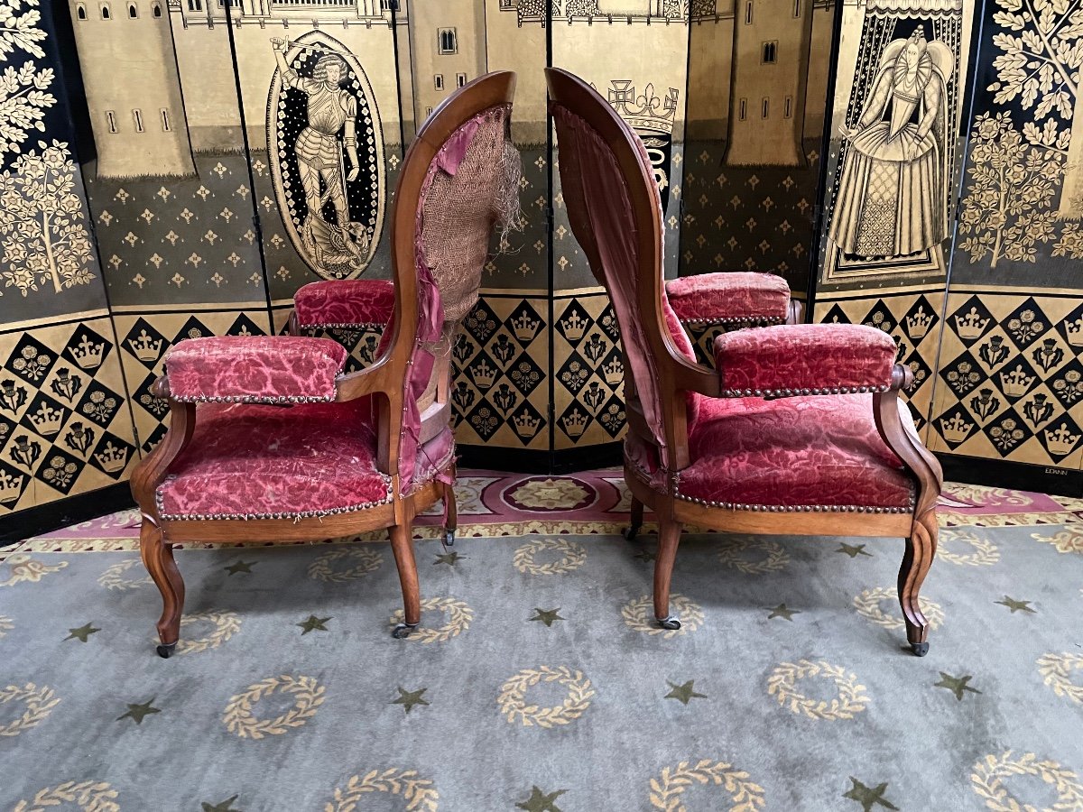 Pair Of Louis Philippe Period Armchairs With Rack And Pinion-photo-2