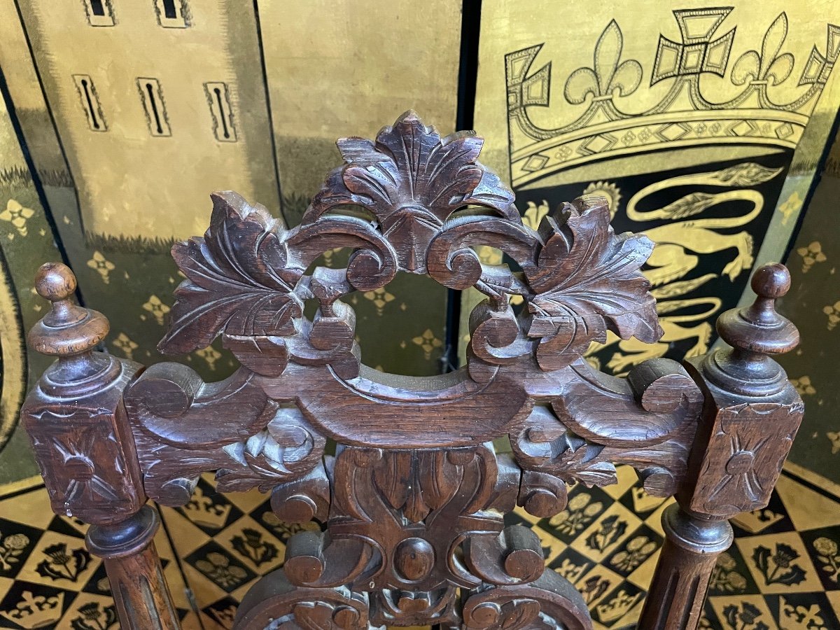 Suite Of 12 Renaissance Carved Oak Chairs -photo-4