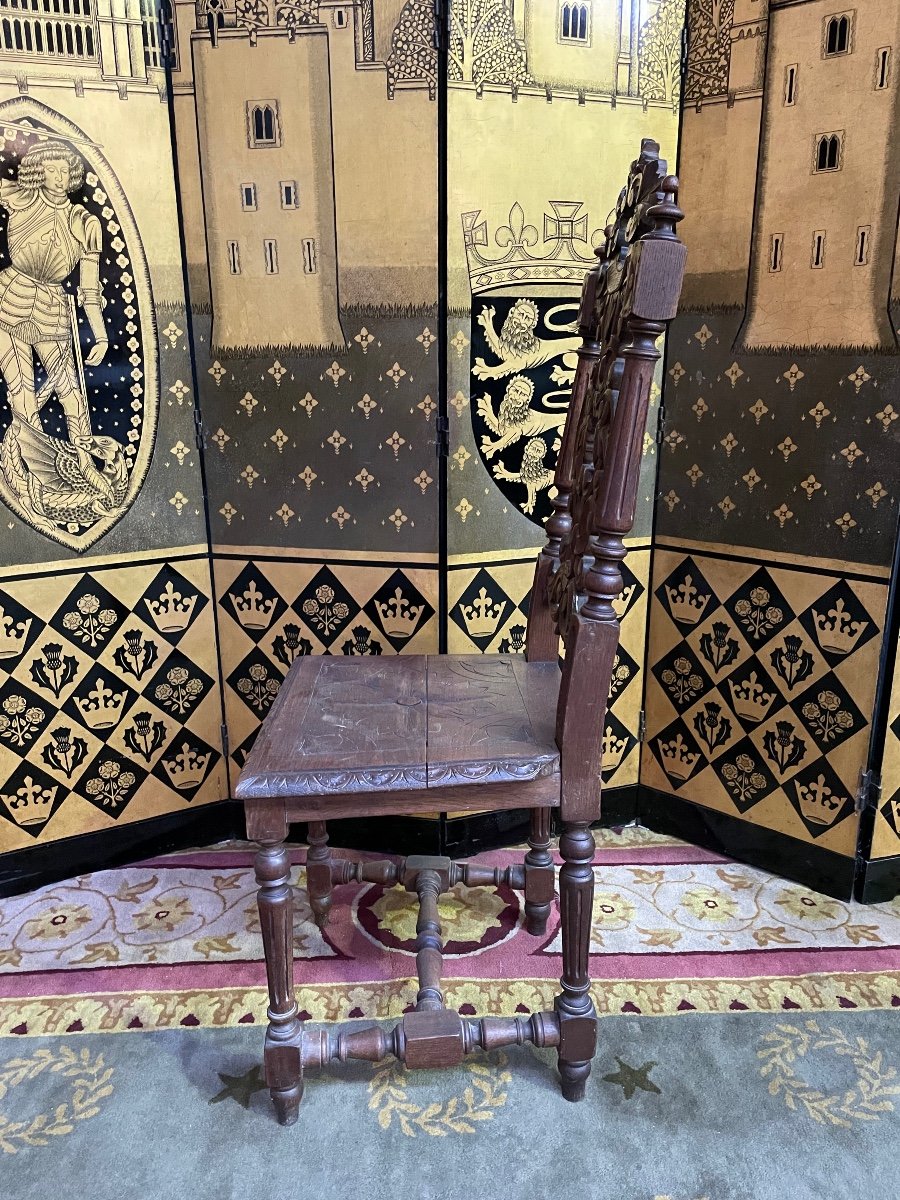 Suite Of 12 Renaissance Carved Oak Chairs -photo-7