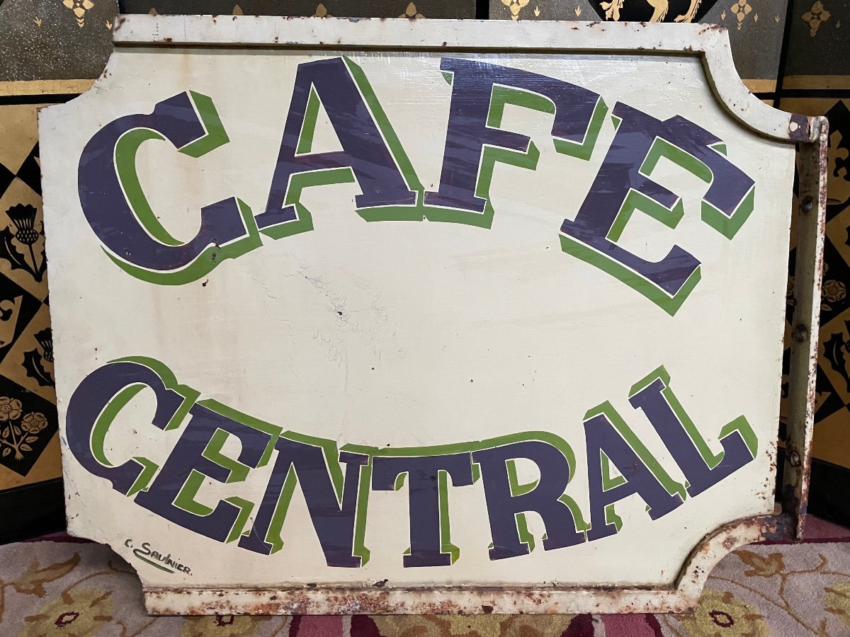Enseigne En Tôle Peinte « café Central »
