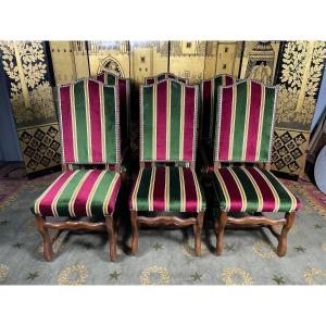 Suite De 6 Chaises Louis XIII Os De Mouton 