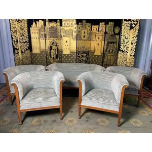 Art Deco Living Room / Sofa And 4 Armchairs