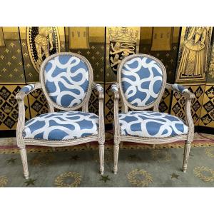 Pair Of Louis XVI Style Cabriolet Armchairs