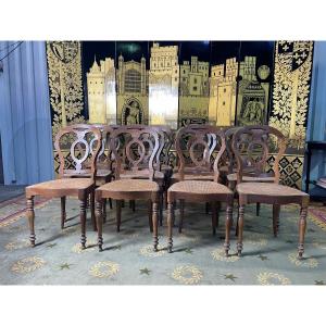 Suite Of 12 Louis Philippe Period Chairs In Cannage