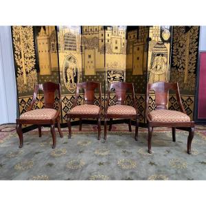 Suite De 4 Chaises Gondoles Empire 